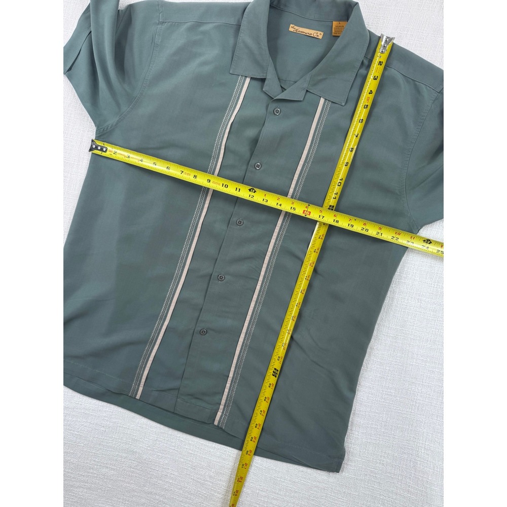 Havanera Co Mens Slate Green Embroidered Camp Shirt Short Sleeve Bowling Retro - Picture 6 of 9